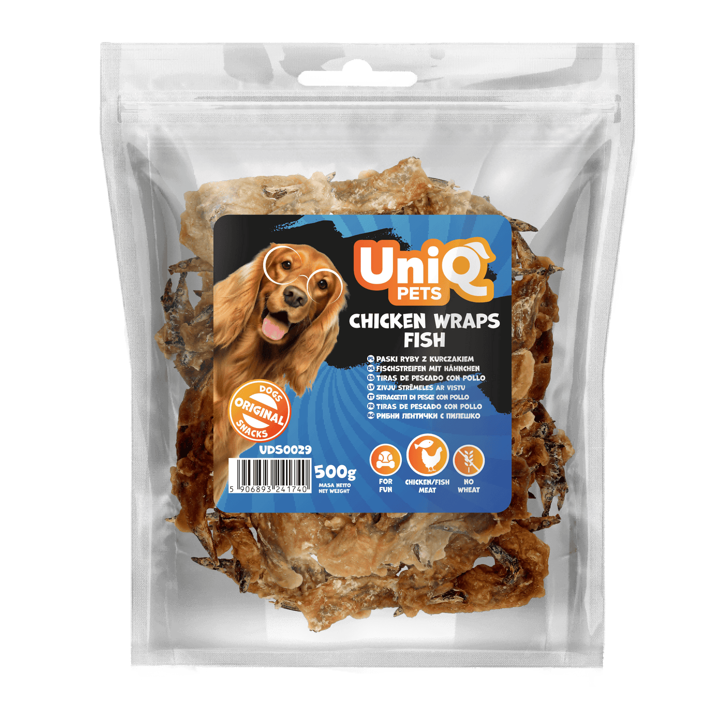 UNIQ PETS poslastice za psa, 500 g, pileći omoti sa ribom Volcano
