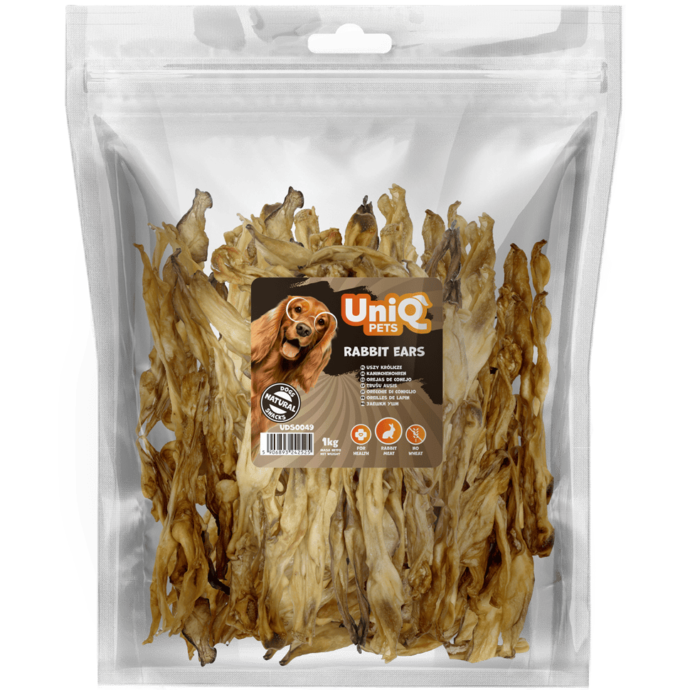 UNIQ PETS poslastice za psa 1 kg, zeće uši. Volcano