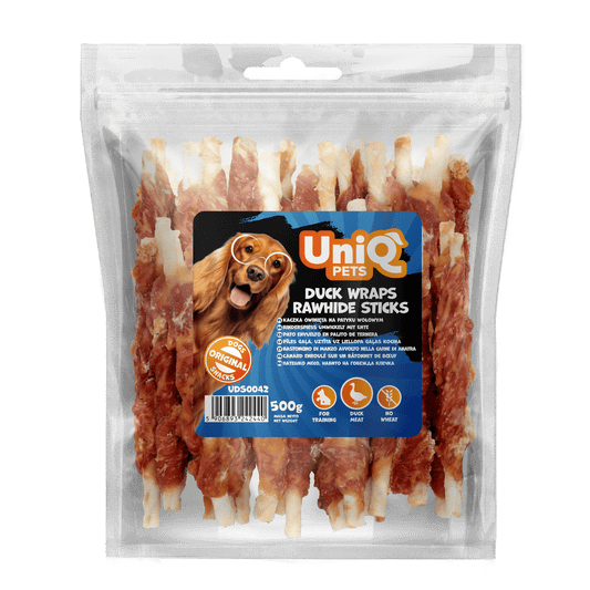 UNIQ PETS poslastice za psa,500 g, patkine rolice sa sirovom kožom u obliku štapića Volcano