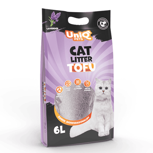 UNIQ PETS tofu biorazgradivi posip za mačke, 2,5 kg / 6L, lavanda Volcano