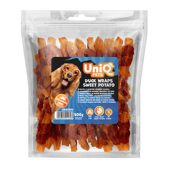 UNIQ PETS poslastice za psa, 500 g, patkine rolnice sa slatkim krompirom Volcano