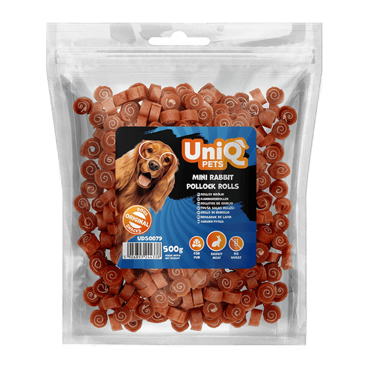 UNIQ PETS grickalice za pse, 500g, mini rolne od mesa zeca i bakalara Volcano