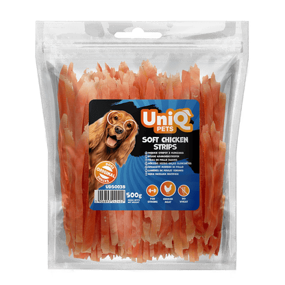 UNIQ PETS grickalice za pse, 500g, mekane trake od piletine Volcano