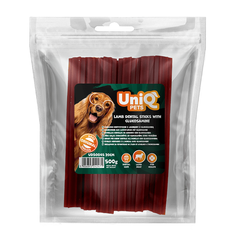 UNIQ PETS poslastice za psa,500 g, lamb dentalni štapići sa glukozaminom 20cm Volcano