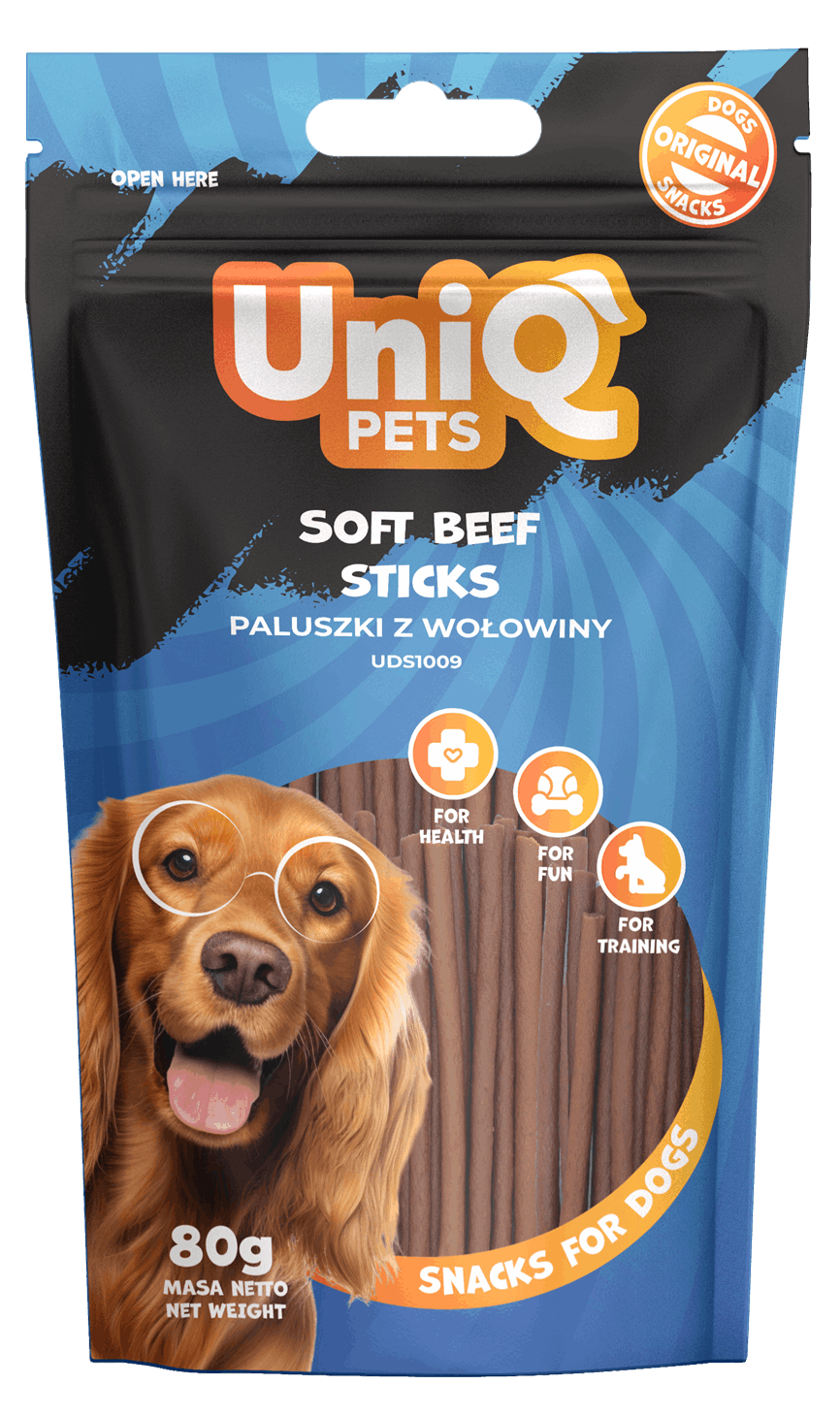 UNIQ PETS grickalice za pse, 80g, mekani goveđi štapići Volcano