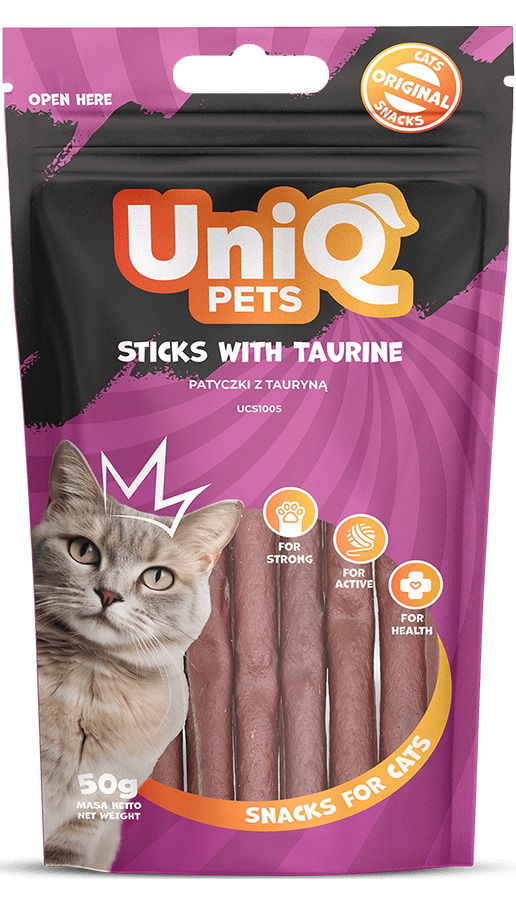 UNIQ PETS grickalice za mačke, 50g, štapići sa taurinom