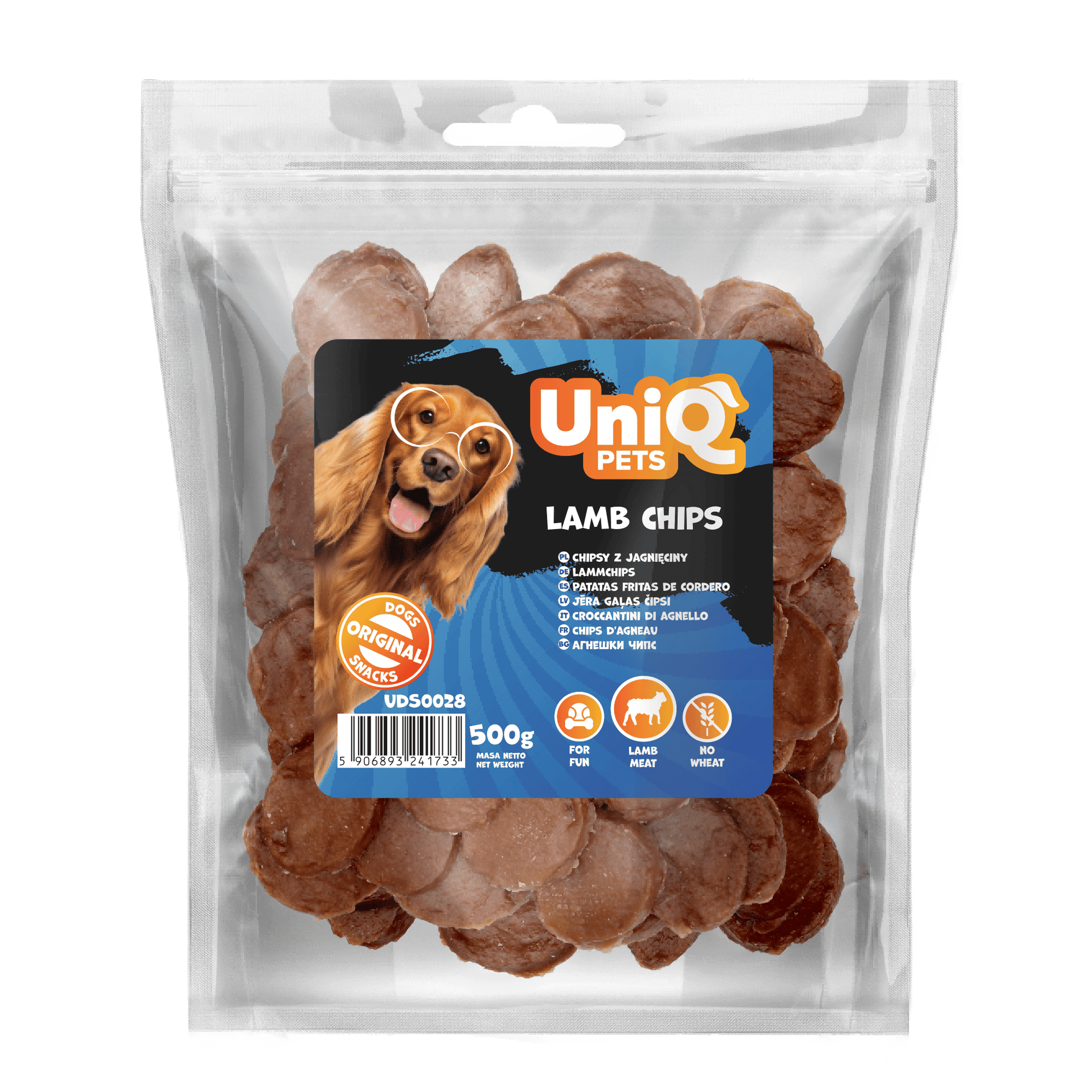 UNIQ PETS poslastice za psa,500 g, čips od jagnjetine Volcano