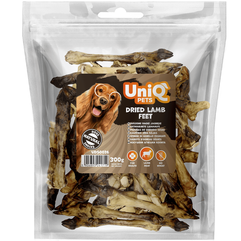 UNIQ PETS poslastice za psa, 300 g, sušene kozeće noge. Volcano