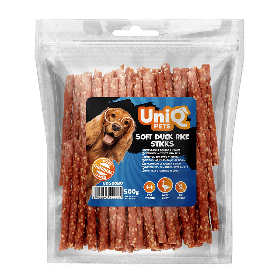 UNIQ PETS grickalice za pse, 500g, mekane trake od patke Volcano