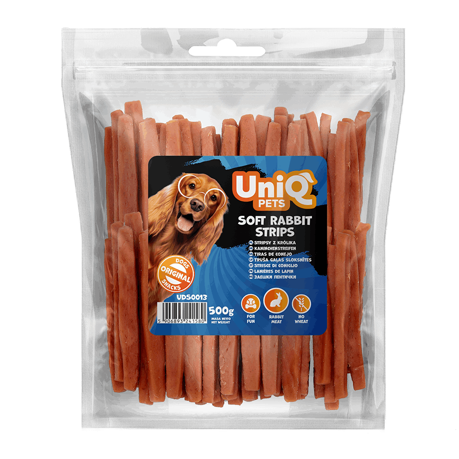 UNIQ PETS grickalice za pse, 500g, mekane trakice od zeca