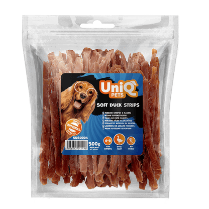 UNIQ PETS grickalice za pse, 500g, mekane trake od patke Volcano